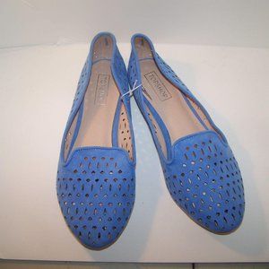 Topshop Shoes Blue Leather Cutout Flats 7.5